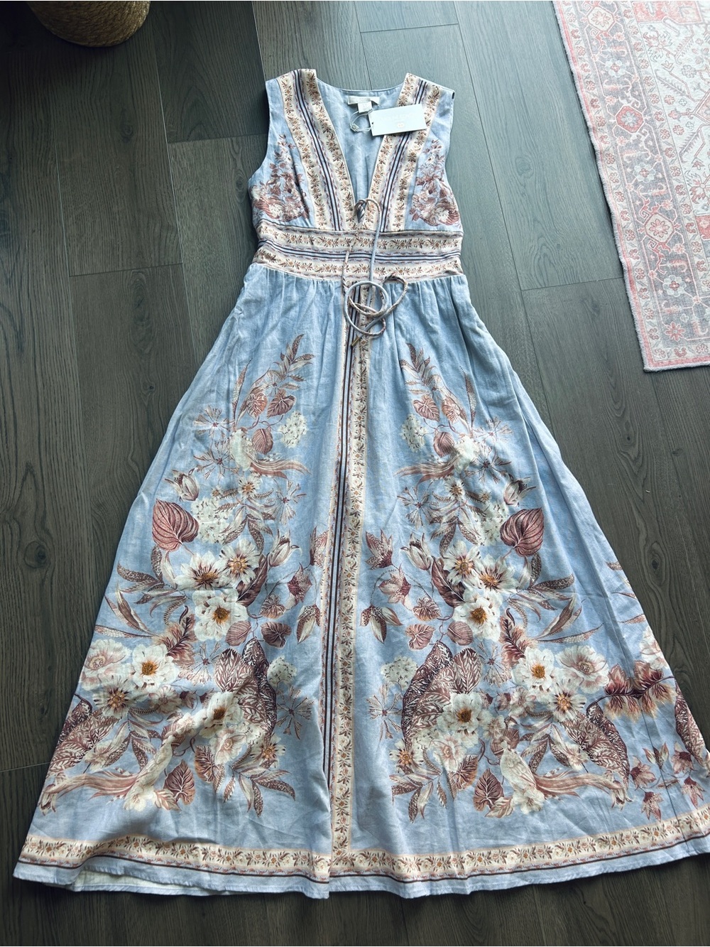 Caroline Constas Floral Linen Blend Maxi Dress NWT size Small - Picture 1 of 5